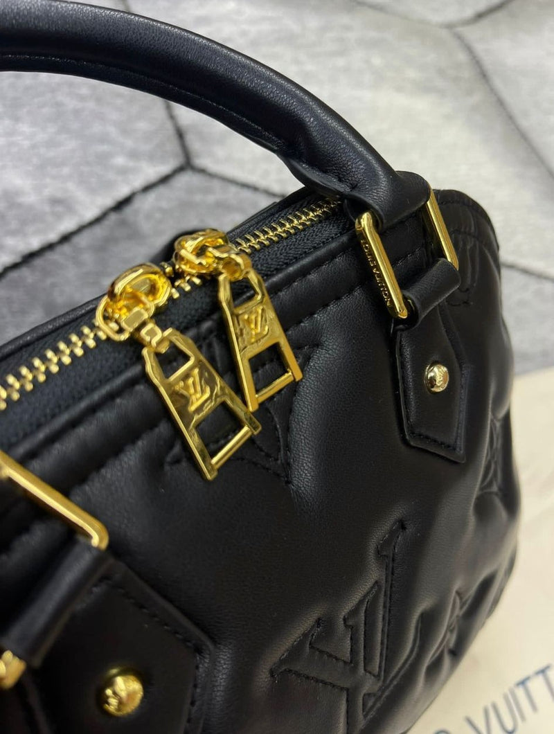 Louis Vuitton Black Monogram Embossed Leather Bag