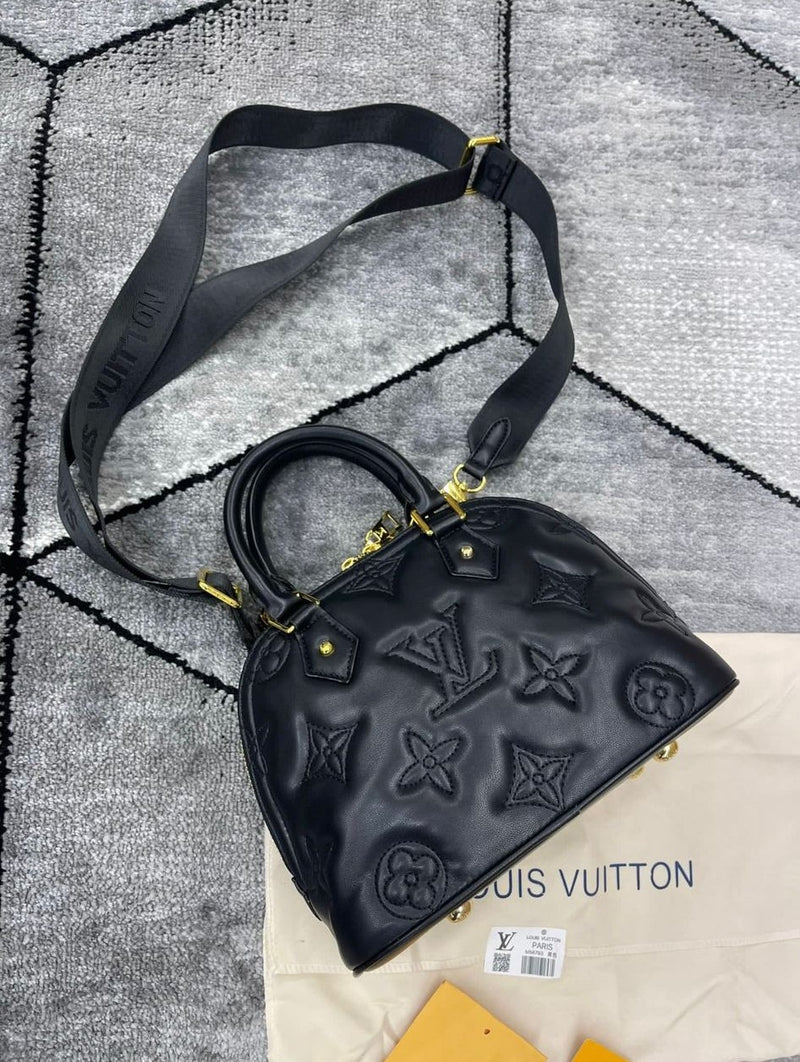 Louis Vuitton Black Monogram Embossed Leather Bag