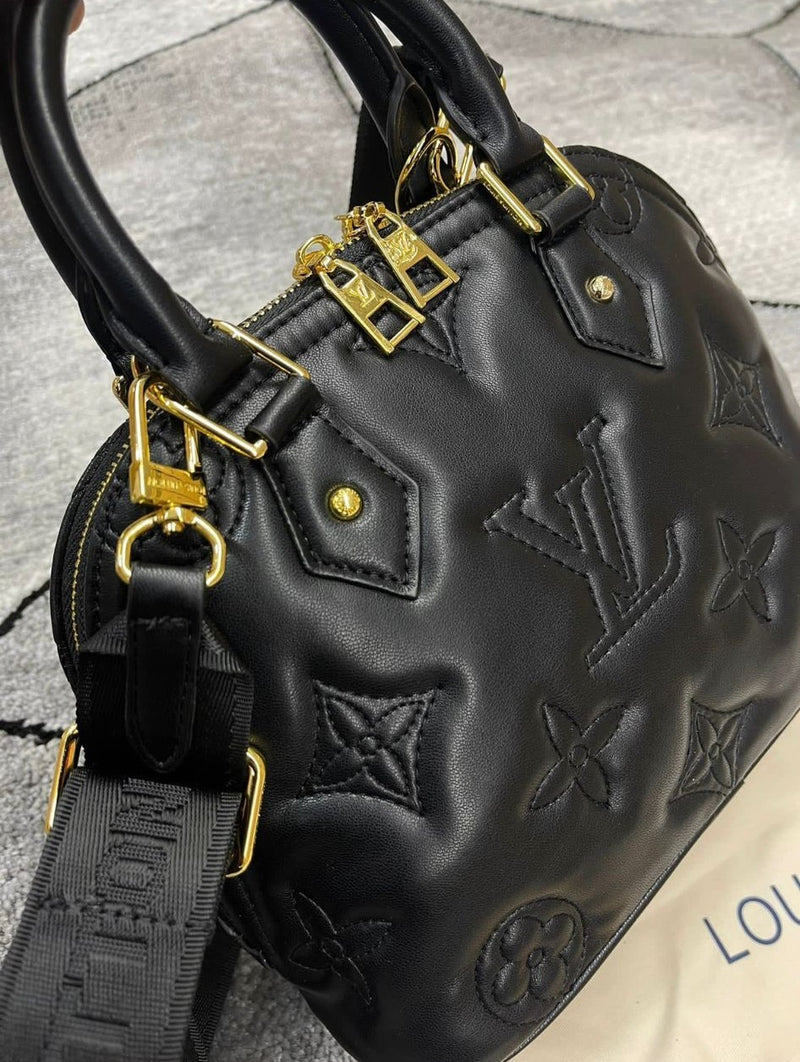 Louis Vuitton Black Monogram Embossed Leather Bag