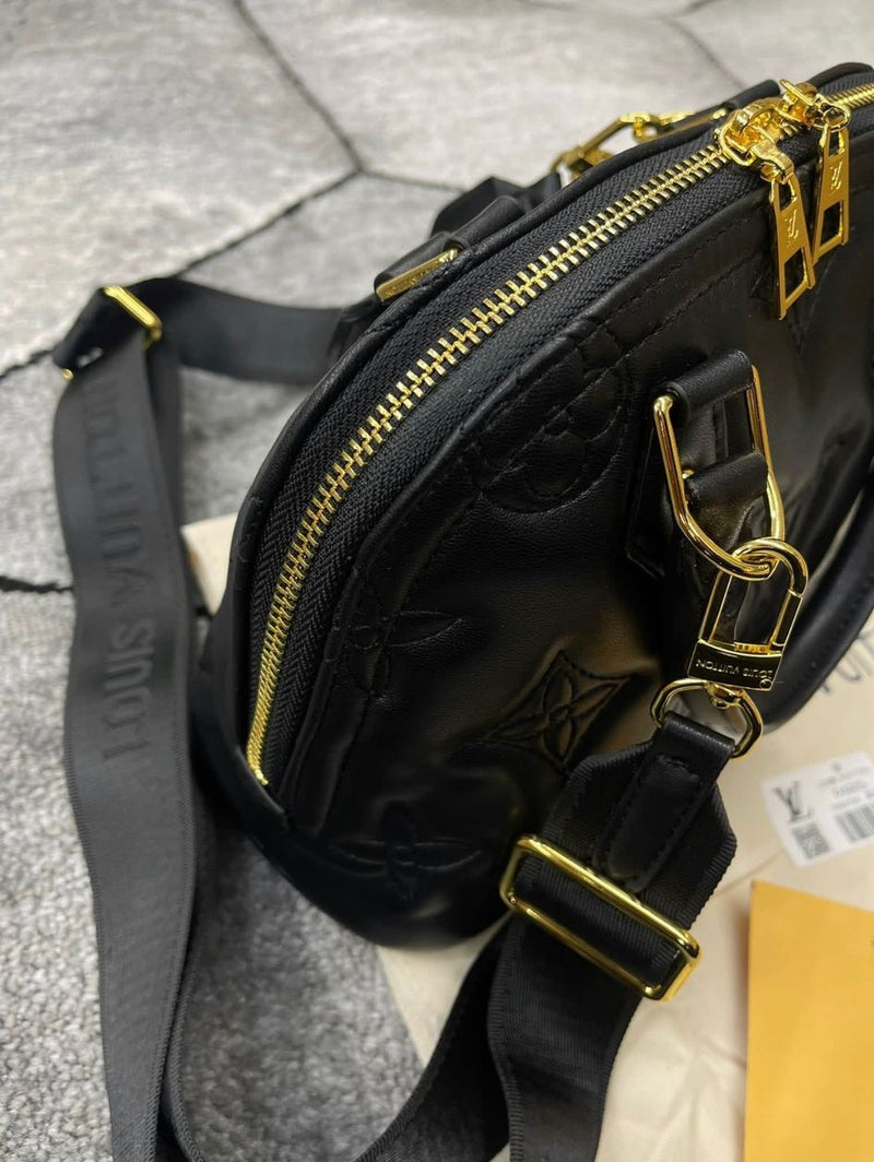 Louis Vuitton Black Monogram Embossed Leather Bag